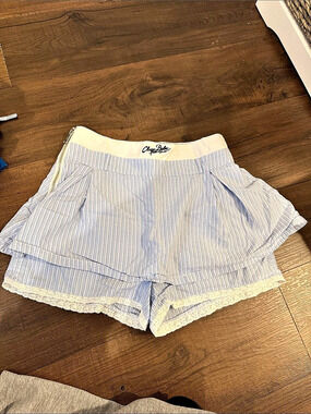 Chuu Striped High Waist Skort in Blue & White Size Medium